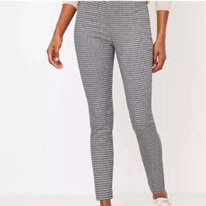 LOFT high waist skinny stretch welt pocket dress pants 10 black white checkered